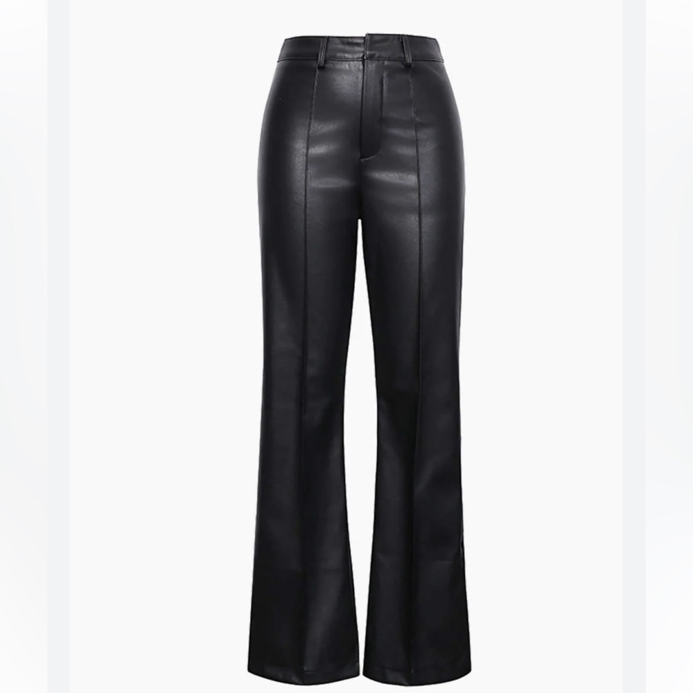 Micas Faux Leather Straight Leg Pants - BLACK / S